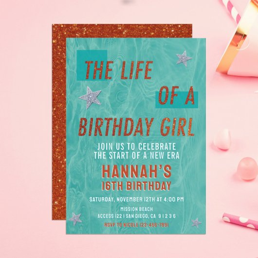 The Life of a Birthday Girl Showgirl Birthday 招待状