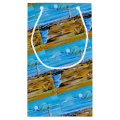 The Lighthouse on the Beach Painting by Alfred Fox スモールペーパーバッグ (裏面)