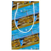 The Lighthouse on the Beach Painting by Alfred Fox スモールペーパーバッグ (正面)