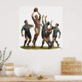 The lineout -  Vintage Rugby Print ポスター (キッチン)