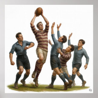The lineout - Vintage Rugby Print ポスター