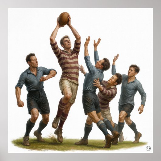 The lineout -  Vintage Rugby Print ポスター (正面)