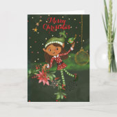 The little Elf sends you a wish I Kids Christmas シーズンカード (正面)