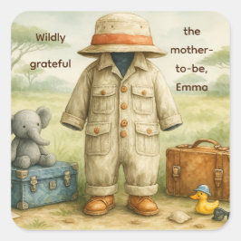 The Little Explorer | Safari Adventure Baby Shower スクエアシール