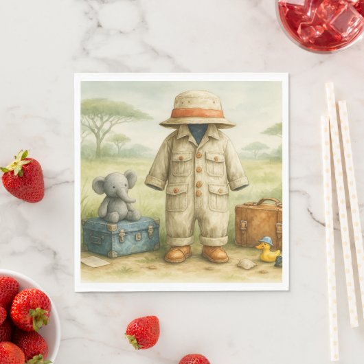 The Little Explorer | Safari Adventure Baby Shower スタンダードランチョンナプキン (インサイチュ)