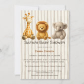 The Little Explorer | Safari Friends Baby Shower 招待状 (正面)
