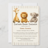 The Little Explorer | Safari Friends Baby Shower 招待状 (正面)