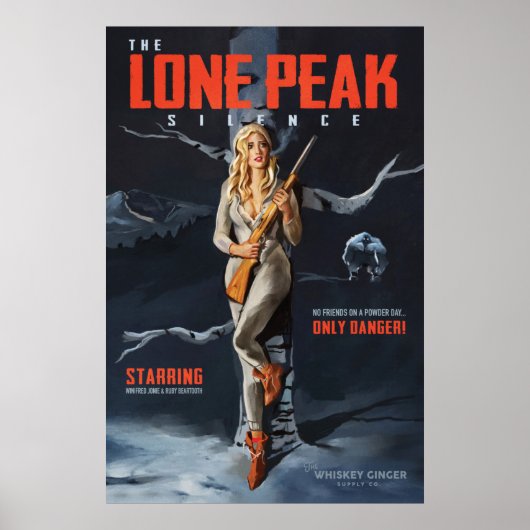 "The Lone Peak Silence" Retro Ski Pinup Movie ポスター (正面)