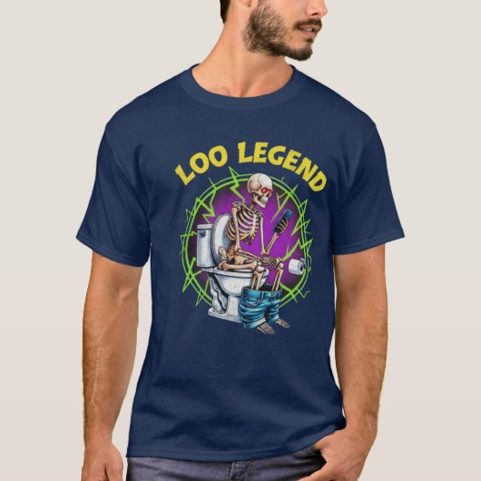 The Loo Legend Skeleton on Toilet Graphic Tシャツ (正面)