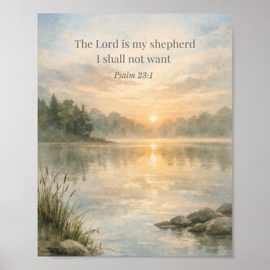 The Lord Is My Shepherd Psalm 23:1 Christian  ポスター (正面)