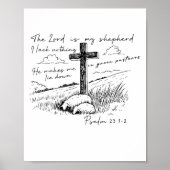 The Lord Is My Shepherd Psalm 23 Cross Meadow  ポスター (正面)