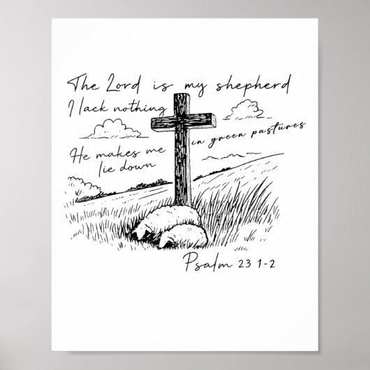 The Lord Is My Shepherd Psalm 23 Cross Meadow  ポスター (正面)
