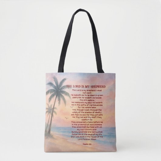 The Lord Is My Shepherd Psalm 23 Sunset Beach トートバッグ (正面)