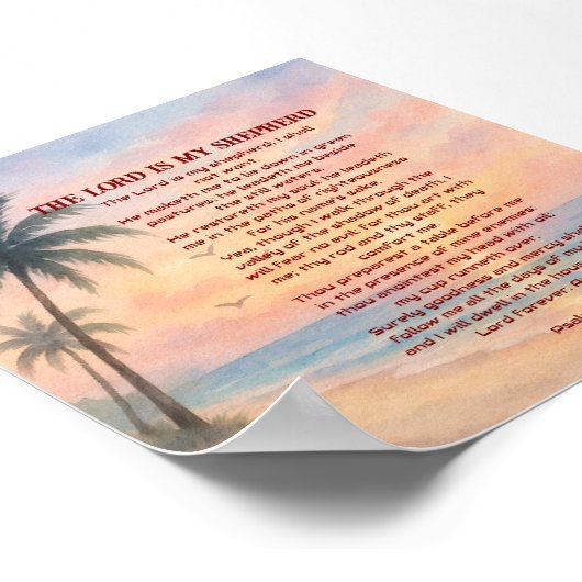 The Lord Is My Shepherd Psalm 23 Sunset Beach ポスター (角)