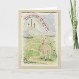 The Lord Is Risen Easter Card with Lamb カード