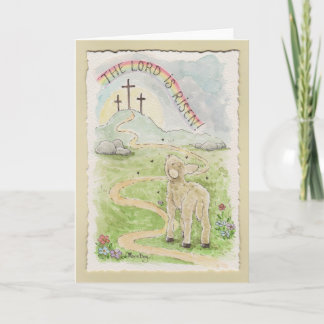 The Lord Is Risen Easter Card with Lamb カード
