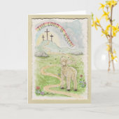 The Lord Is Risen Easter Card with Lamb カード (黄色い花)