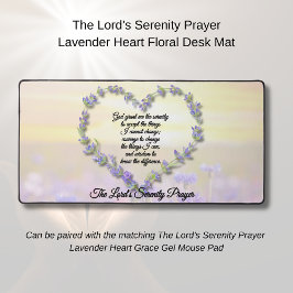 The Lord’s Serenity Prayer Lavender Heart Floral  デスクマット
