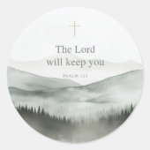 The Lord Will Keep You – Psalm 121 Christian Faith ラウンドシール (正面)