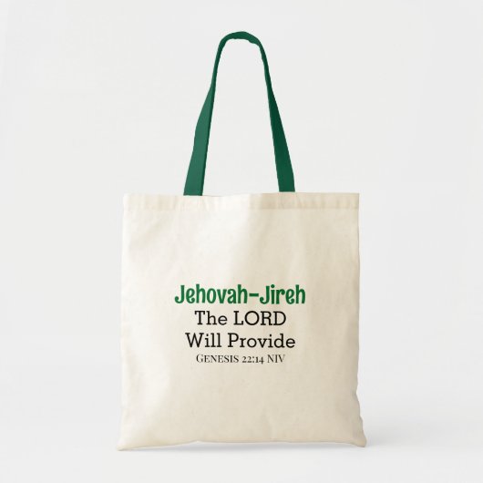 The Lord Will Provide Bible Verse Dark Green トートバッグ (正面)