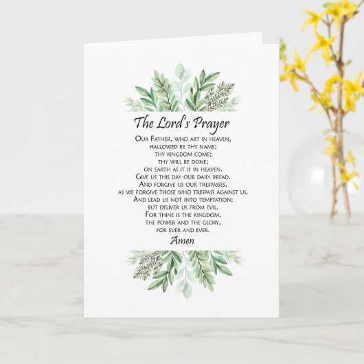 The Lord's Prayer with Greenery ~ Matthew 6:9-13 カード (黄色い花)