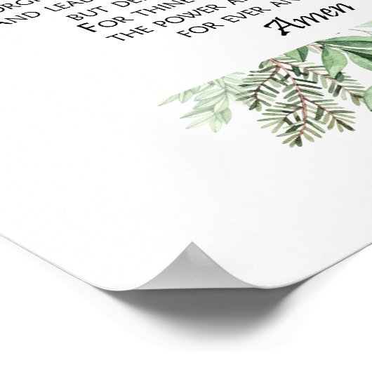 The Lord's Prayer with Greenery ~ Matthew 6:9-13 ポスター (角)