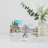 The Louvre Paris Postcard – Vintage Retro Travel ポストカード (スタンド正面)