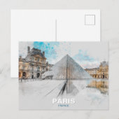 The Louvre Paris Postcard – Vintage Retro Travel ポストカード (正面/裏面)