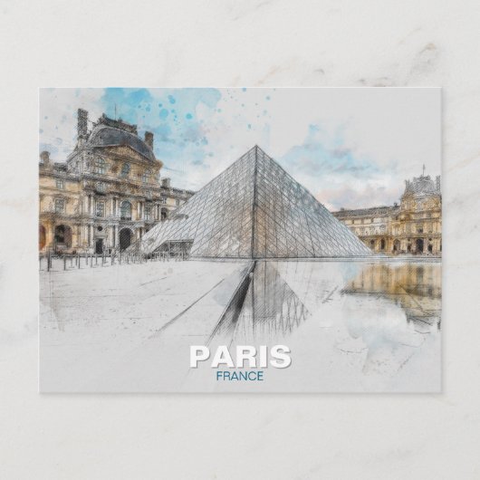 The Louvre Paris Postcard – Vintage Retro Travel ポストカード (正面)