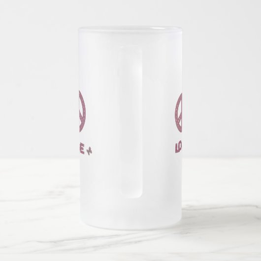 The Love & Peace design frosted glass mug フロストグラスビールジョッキ (ハンドル)