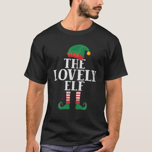 The Lovely Elf Matching Group Xmas Funny Family Ch Tシャツ (正面)