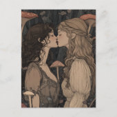 The Lovers Kiss Mushroom Forest Fairytale ポストカード (正面)