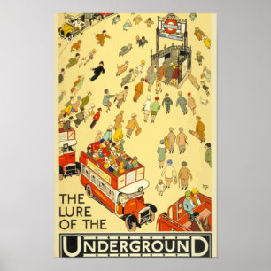 The Lure of the Underground London Vintage Travel ポスター