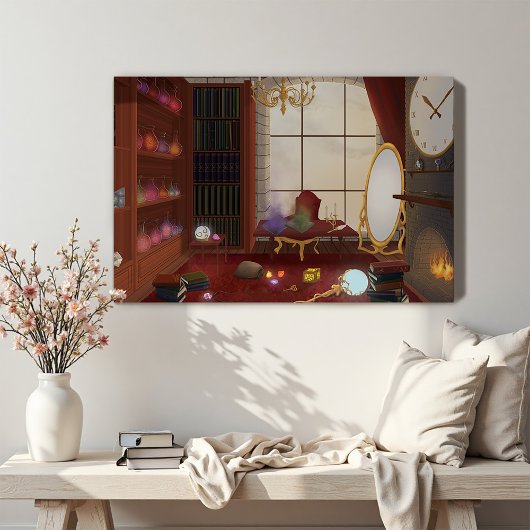 The Mage's Sanctuary - Enchanted Library キャンバスプリント