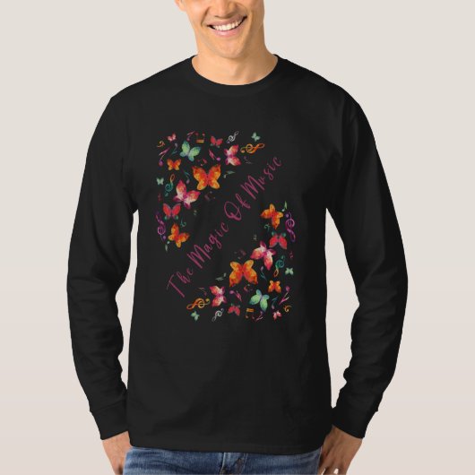 The Magic Of Music Butterflies Music Notes Graphic Tシャツ (正面)