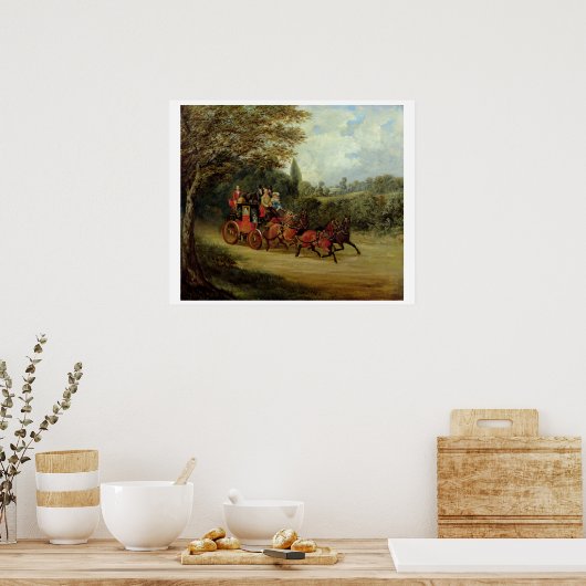 The Mail 王室の Coach with Passers (canvaの油) ポスター (キッチン)