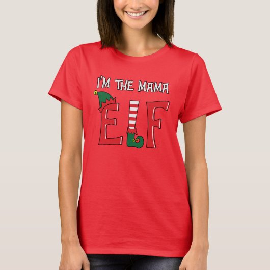 The Mama Elf Family Matching Christmas Pajamas Tシャツ (正面)