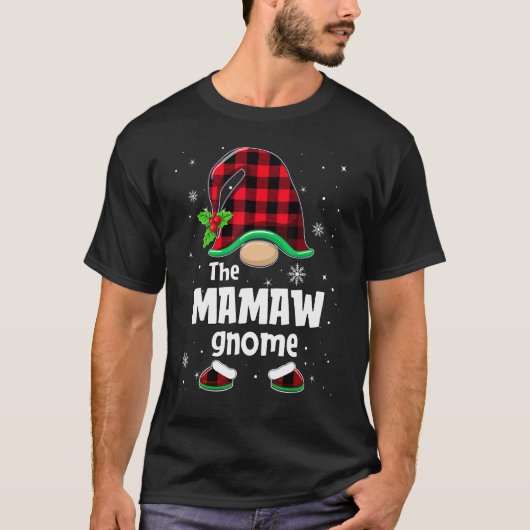 The Mamaw Gnome Buffalo Plaid Christmas Matching F Tシャツ (正面)