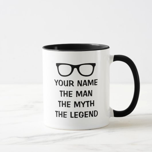 The man myth legend black reading glasses coffee マグカップ (右)