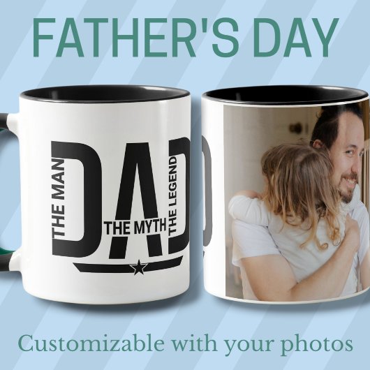 The Man The Myth Daddy The Legend black photo Mug マグカップ