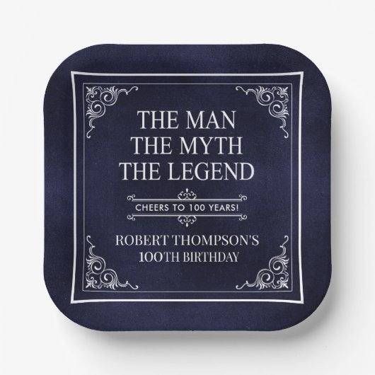 The Man The Myth The Legend 100th Birthday ペーパープレート (正面)