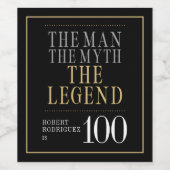 The Man The Myth The Legend 100th Birthday ワインラベル (シングルラベル)