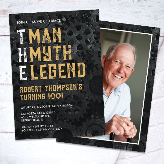 The Man The Myth The Legend 100th Photo Birthday 招待状