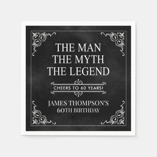 The Man The Myth The Legend 60th Birthday スタンダードカクテルナプキン (正面)
