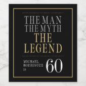 The Man The Myth The Legend 60th Birthday ワインラベル (シングルラベル)