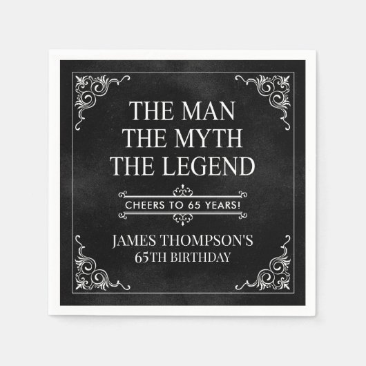 The Man The Myth The Legend 65th Birthday スタンダードカクテルナプキン (正面)