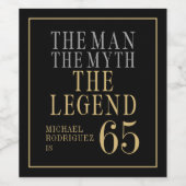 The Man The Myth The Legend 65th Birthday ワインラベル (シングルラベル)