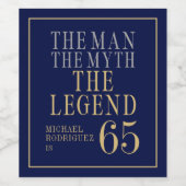 The Man The Myth The Legend 65th Birthday ワインラベル (シングルラベル)