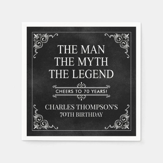 The Man The Myth The Legend 70th Birthday スタンダードカクテルナプキン (正面)