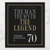 The Man The Myth The Legend 70th Birthday ワインラベル (シングルラベル)